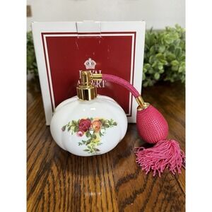 Vtg Royal Albert Old Country Roses Perfume Atomizer England Bone China 1962